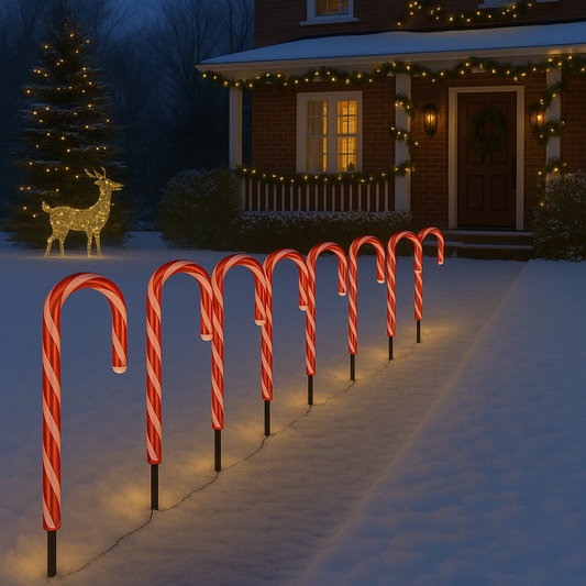 Christmas Candy Cane Pathway Lights - 8 Pack