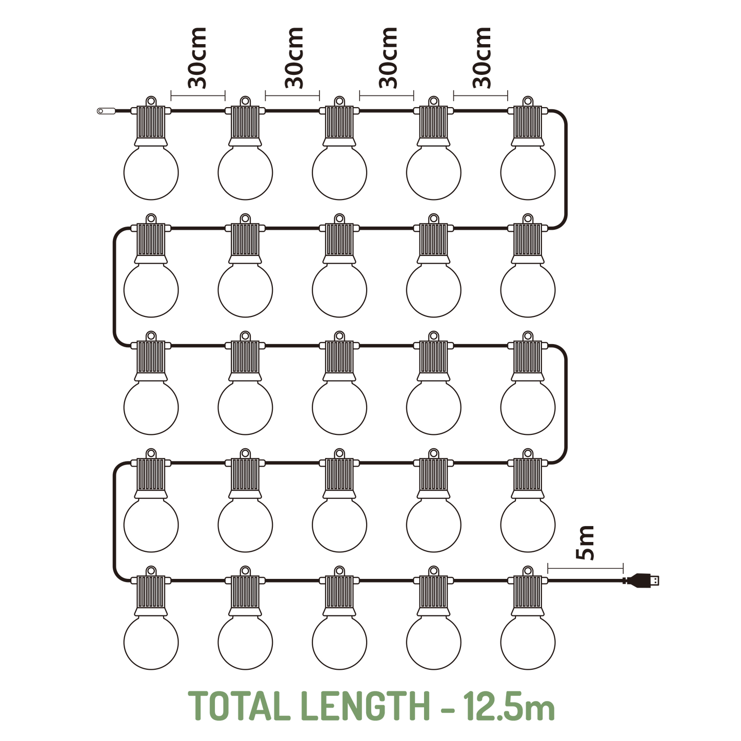 Christmas Tree Outdoor Magical Festoon String Lights - USB Powered