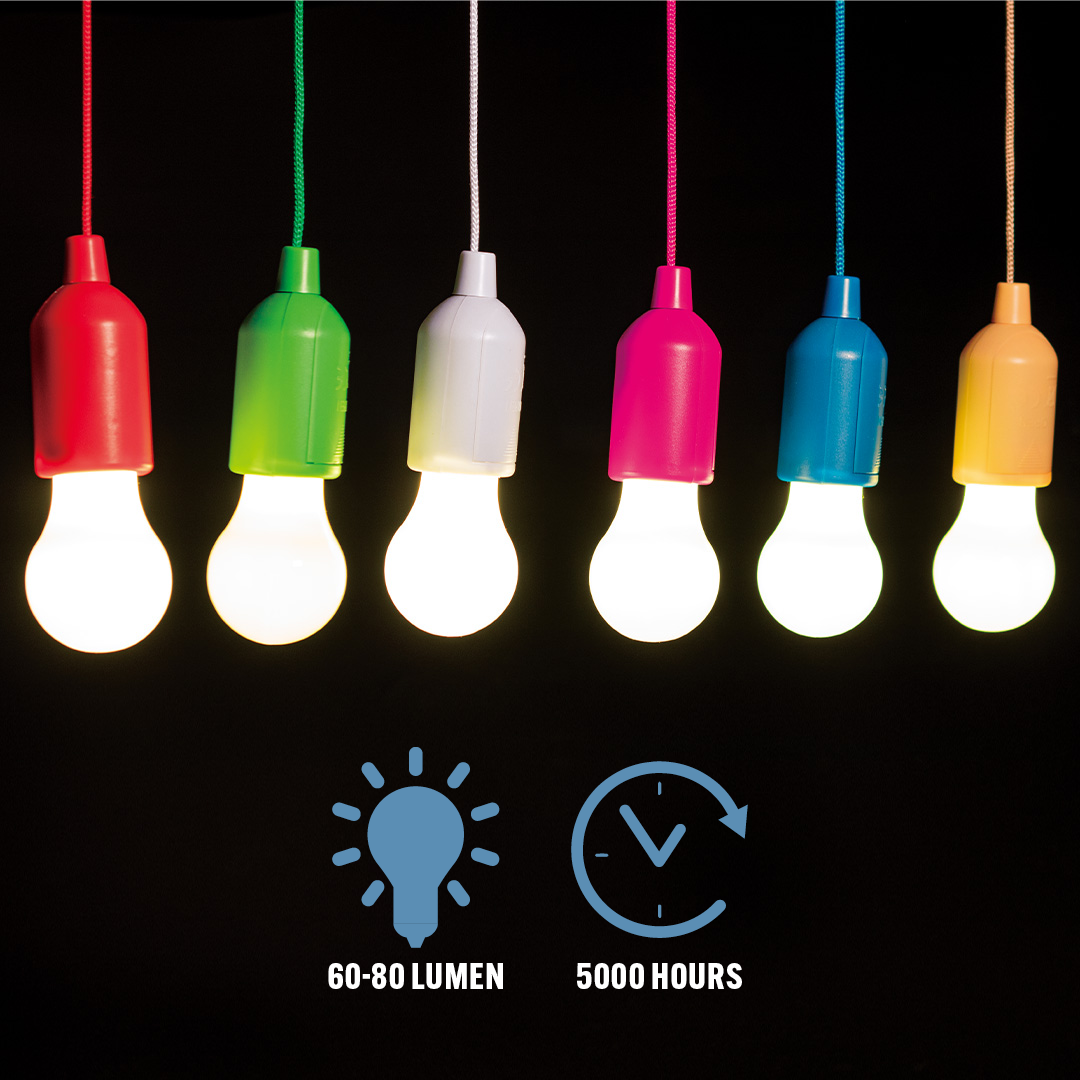 Pull Cord Portable Hanging Lights - Battery Powered - 6 Pack