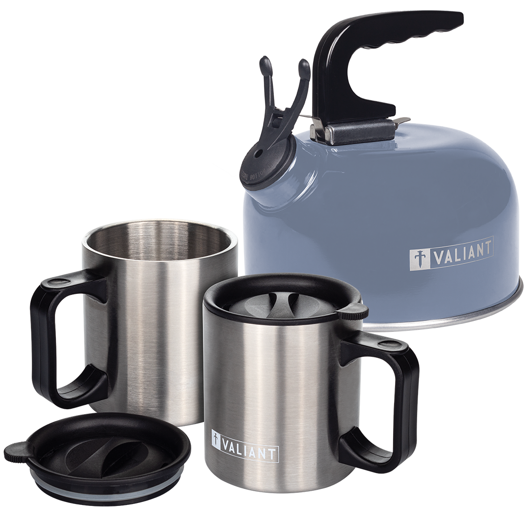 Camping Mugs & Kettle Bundle | Insulated Mugs | Lightweight | Compact