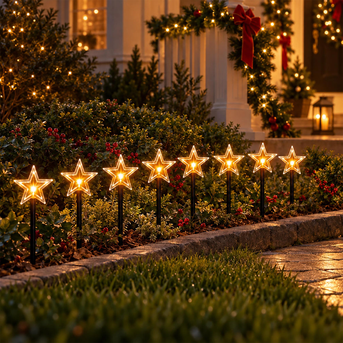 Christmas Star Pathway Lights | 8 Pack | For Indoor and Outdoor Use | Battery Operated