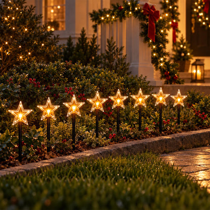 Christmas Star Pathway Lights | 8 Pack | For Indoor and Outdoor Use | Battery Operated