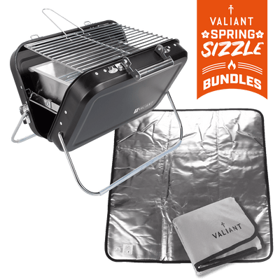 Portable Folding BBQ & BBQ Ground Mat Bundle