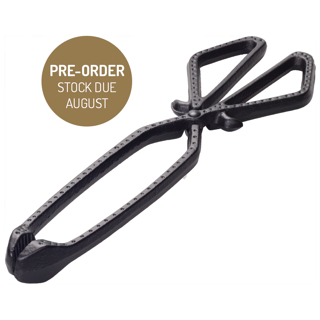 Heavy Duty Cast Iron Fireside Tongs for Stoves, Open Fires, Pizza Ovens and Chimeneas