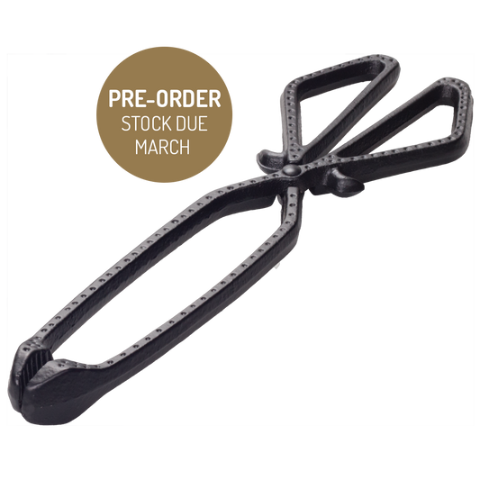 Heavy Duty Cast Iron Fireside Tongs for Stoves, Open Fires, Pizza Ovens and Chimeneas