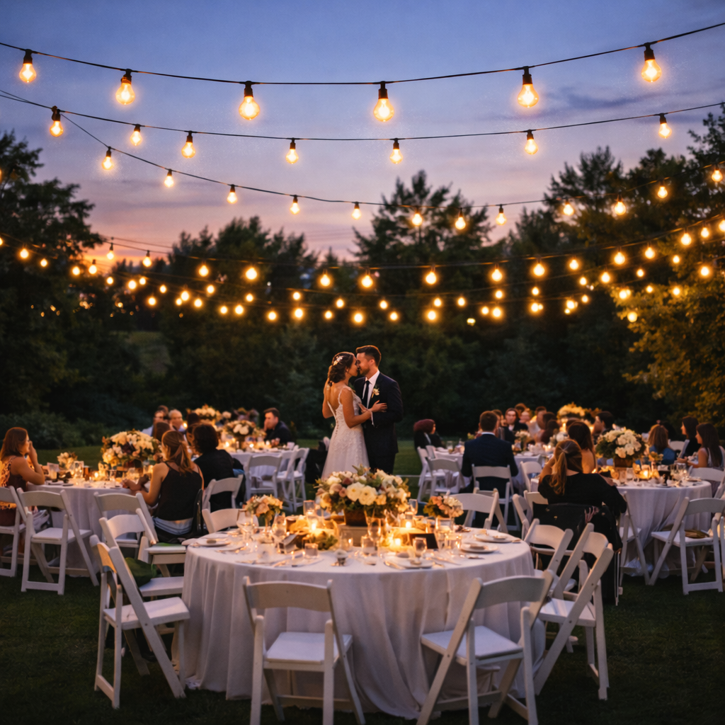 Outdoor Festoon String Lights - For Outdoor Dining, Weddings & Parties - USB Powered 12.5 Mtrs