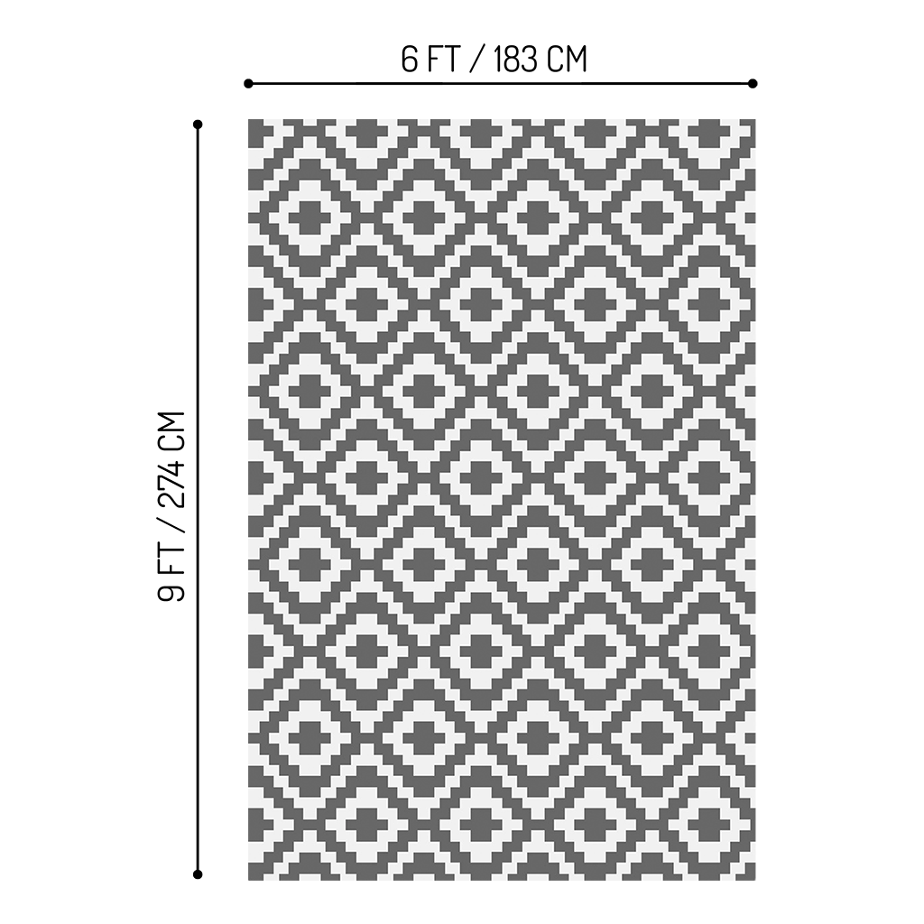 Outdoor Rug - Geometric Pattern - Grey