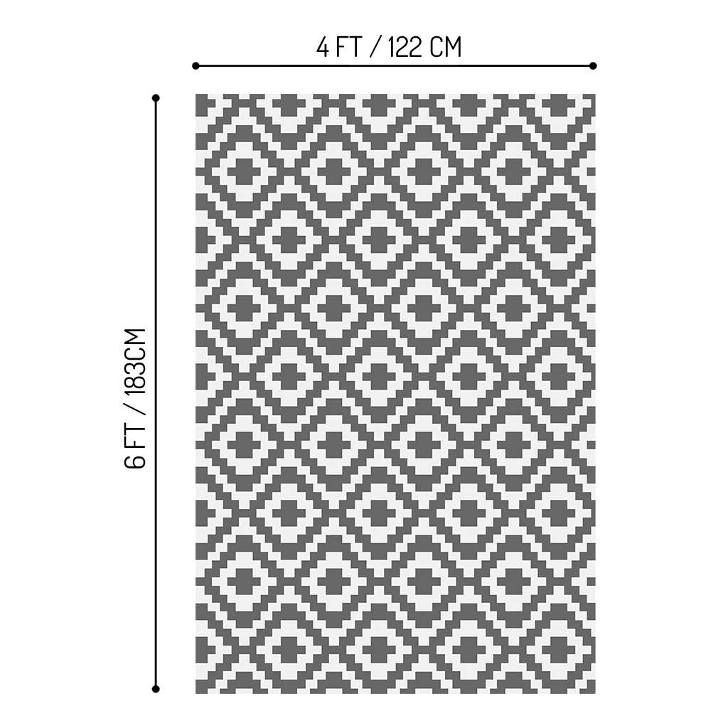 Outdoor Rug - Geometric Pattern - Grey