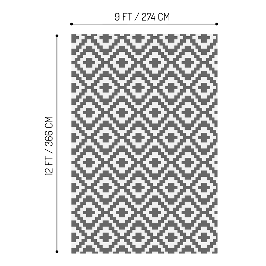 Outdoor Rug - Geometric Pattern - Grey
