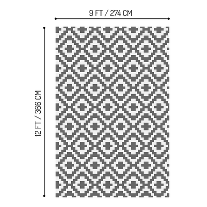 Outdoor Rug - Geometric Pattern - Grey