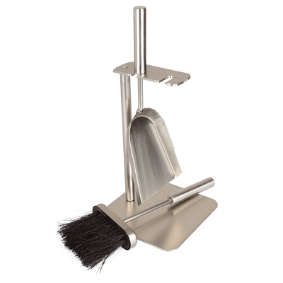 Valiant brushed steel Petite Companion Set with brush and shovel on white background